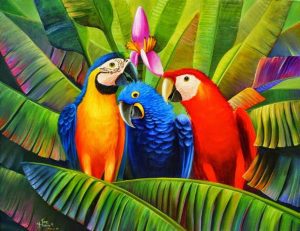 cuadros de loros, pinturas de loros, cuadros con loros