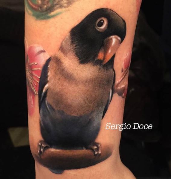 diseños de tatuajes de agapornis azules